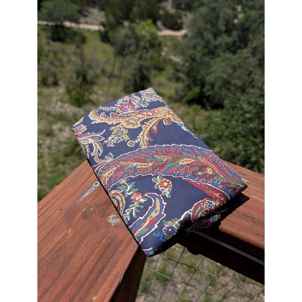 Vintage Royal Blue Paisley RALPH LAUREN King Size Pillow Sham 100% Cotton EUC